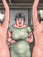 Mama trains two slave girls to serve her retarded son!