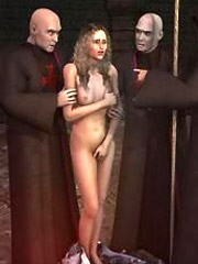 Nude bride receives a penalty in the basement of the church