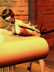 Brunette girl got spanked and then her body was chained!