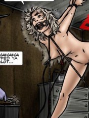 Dirty cartoon pics with kinky dude torturing hot blonde chick with electricity, candle wax and rough ass fucking